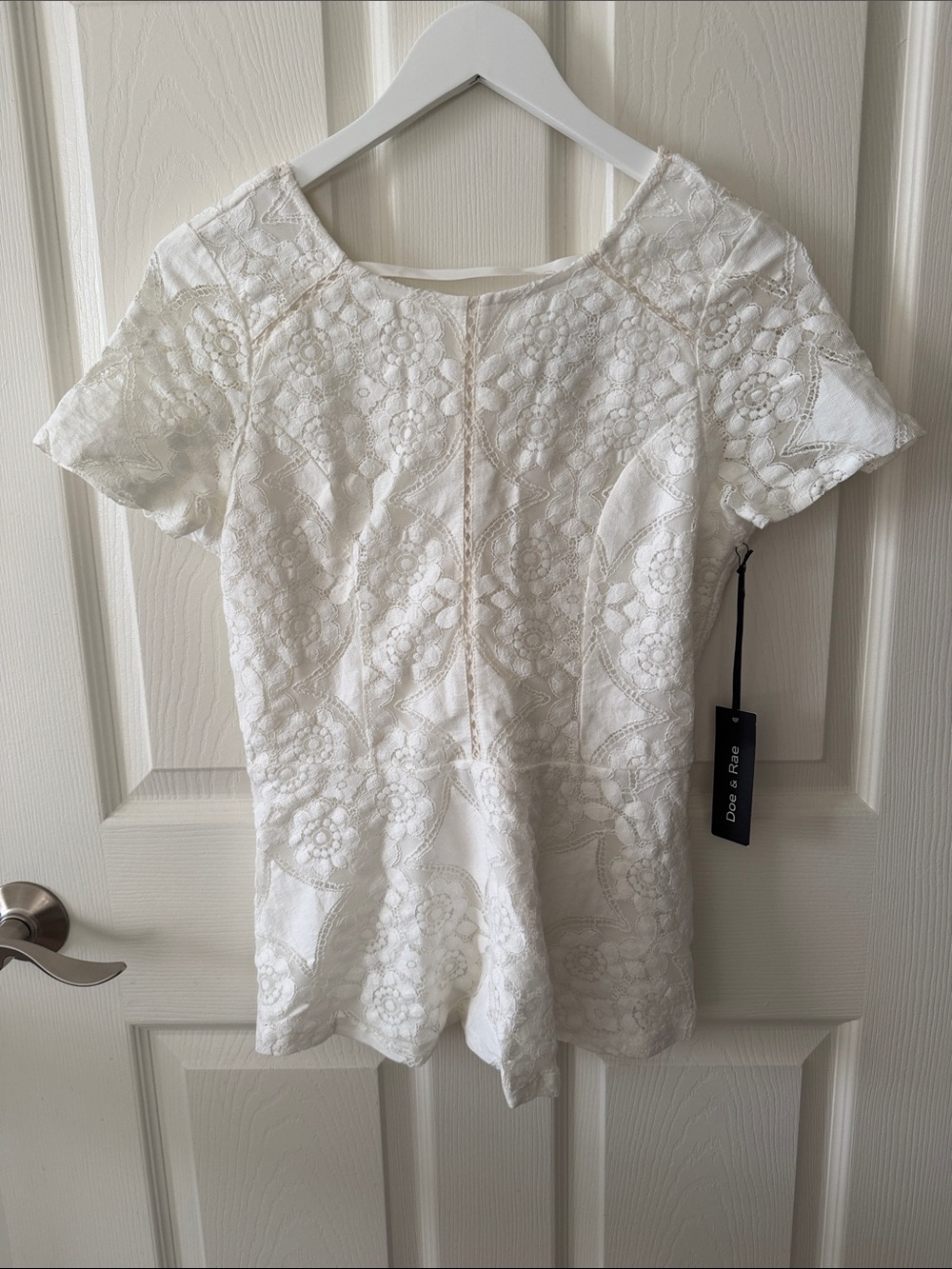 White Lace Short Sleeve Top